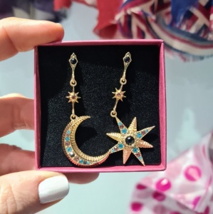 Star & Moon Statement Earrings - Gold